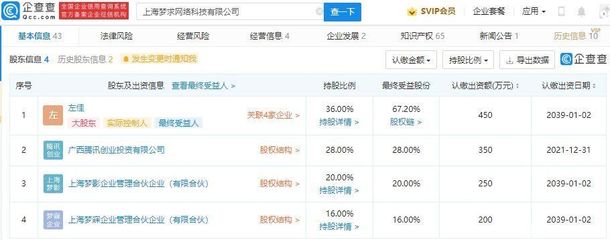 腾讯投资上海梦求网络,成其第二大股东